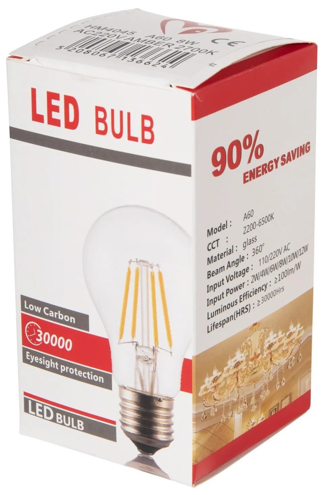 ΛΑΜΠΤΗΡΑΣ  LED FILAMENT 8W E27 3000K GOLD DIMMABLE