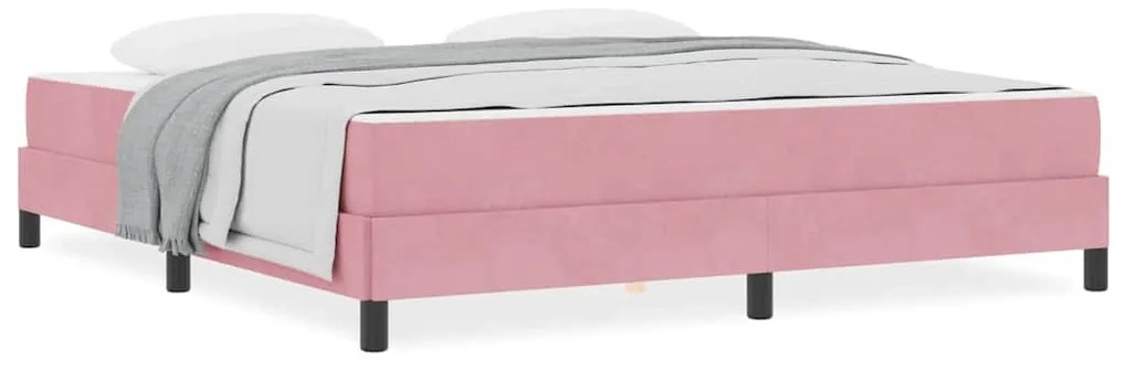 vidaXL Κρεβάτι box spring με στρώμα Ροζ 180 x 220 εκ. Βελούδο