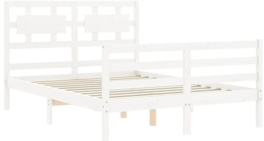 vidaXL Πλαίσιο Κρεβατιού με Κεφαλάρι Λευκό 120x200 εκ. Μασίφ Ξύλο