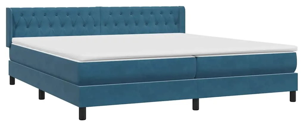 vidaXL Box Spring κρεβάτι με στρώμα σκούρο μπλε 200x220 cm Βελούδινο