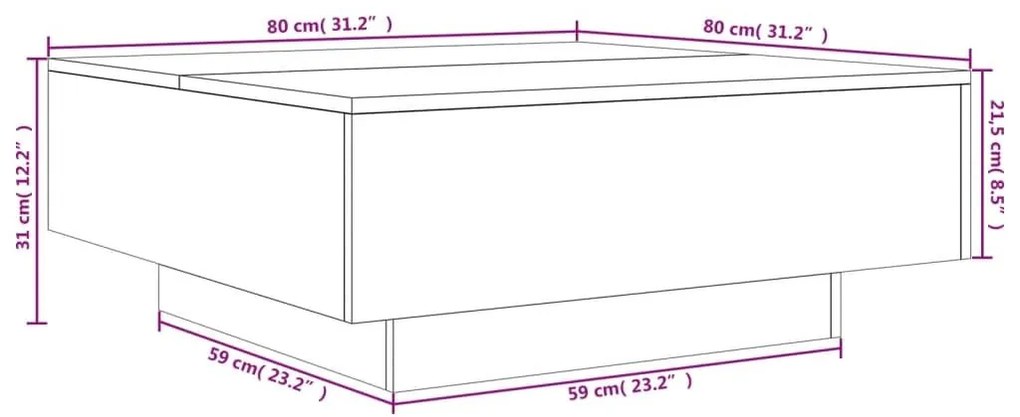 Τραπεζάκι Σαλονιού Sonoma Δρυς 80 x 80 x 31 εκ. από Επεξ. Ξύλο - Καφέ