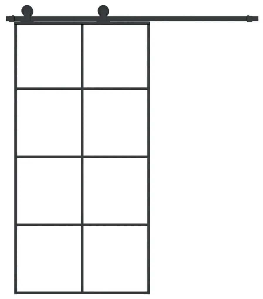 Συρόμενη Πόρτα με Μηχανισμό 102,5x205 εκ. Γυαλί ESG &amp; Αλουμίνιο - Μαύρο