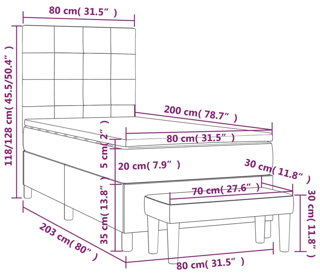 ΚΡΕΒΑΤΙ BOXSPRING ΜΕ ΣΤΡΩΜΑ TAUPE 80X200 ΕΚ. ΥΦΑΣΜΑΤΙΝΟ 3137113