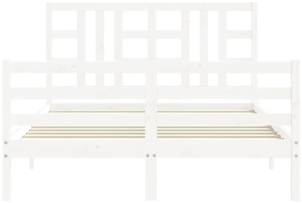 Πλαίσιο Κρεβατιού με Κεφαλάρι Λευκό 140x190 εκ. Μασίφ Ξύλο - Λευκό