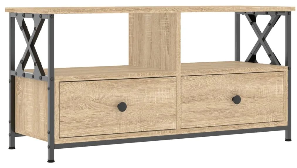 vidaXL Έπιπλο Τηλεόρασης Sonoma Δρυς 90x33x45 εκ. Επεξ. Ξύλο/Σίδερο