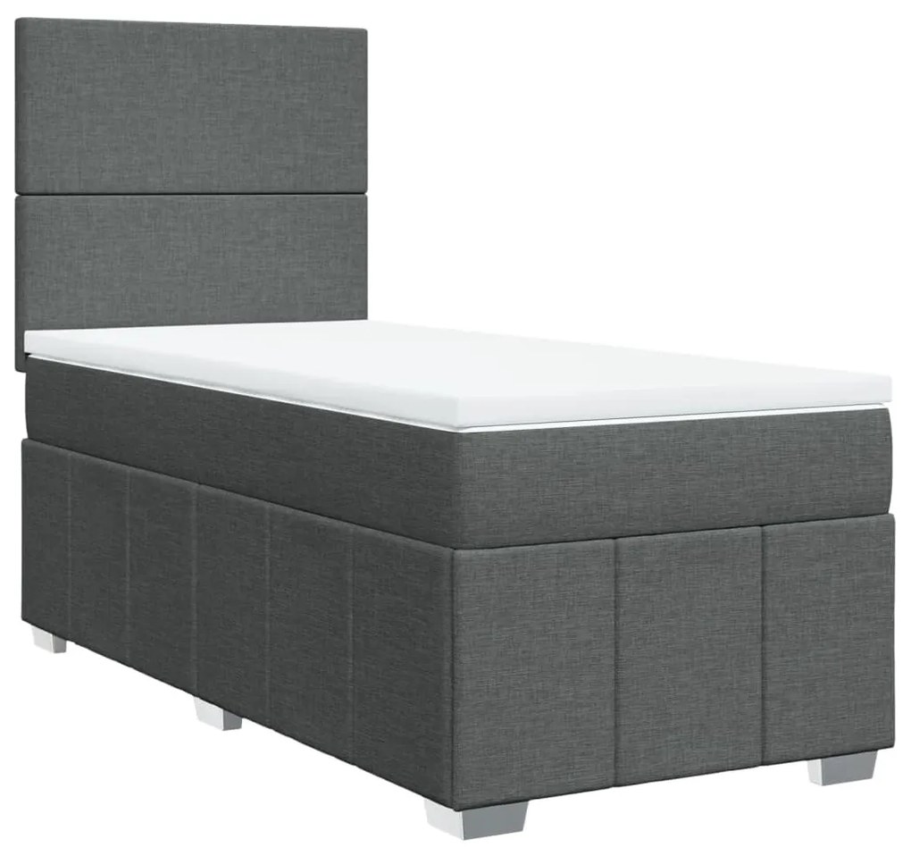 vidaXL Κρεβάτι Boxspring με Στρώμα Σκούρο Γκρι 90x190 εκ. Υφασμάτινο