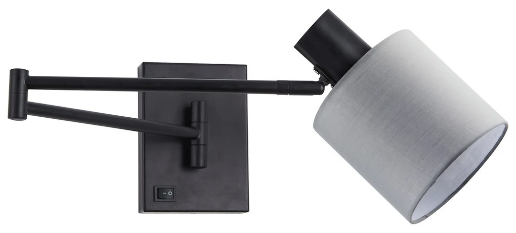 SE21-BL-52-SH2 ADEPT WALL LAMP Black Wall Lamp with Switcher and Grey Shade+