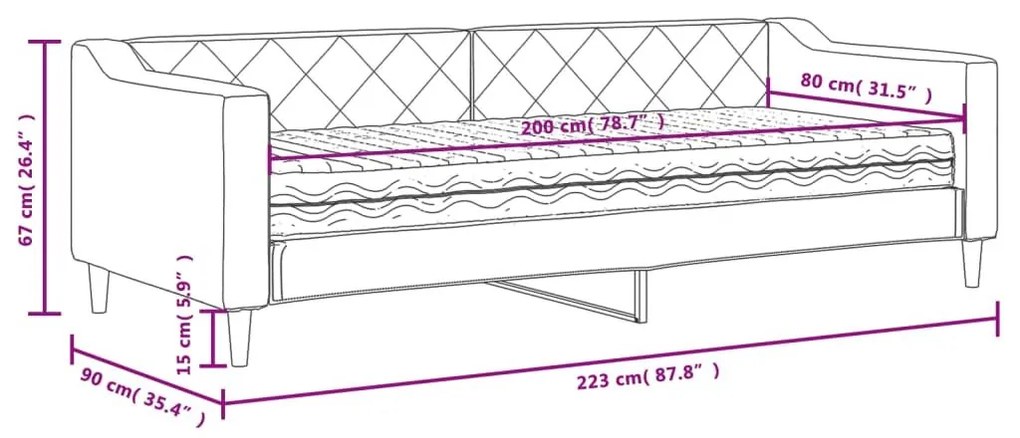 Καναπές Κρεβάτι με Στρώμα Μαύρο 80 x 200 εκ. Υφασμάτινο - Μαύρο