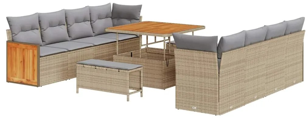 vidaXL Σετ Καναπέ Κήπου 11 pcs Μπεζ 100 x 100 x 71 cm συνθετικό ρατάν
