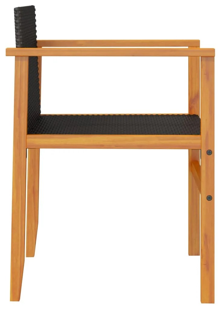 vidaXL Καρέκλες Κήπου 2 τεμ. Μαύρες Συνθετικό Ρατάν και Μασίφ Ξύλο