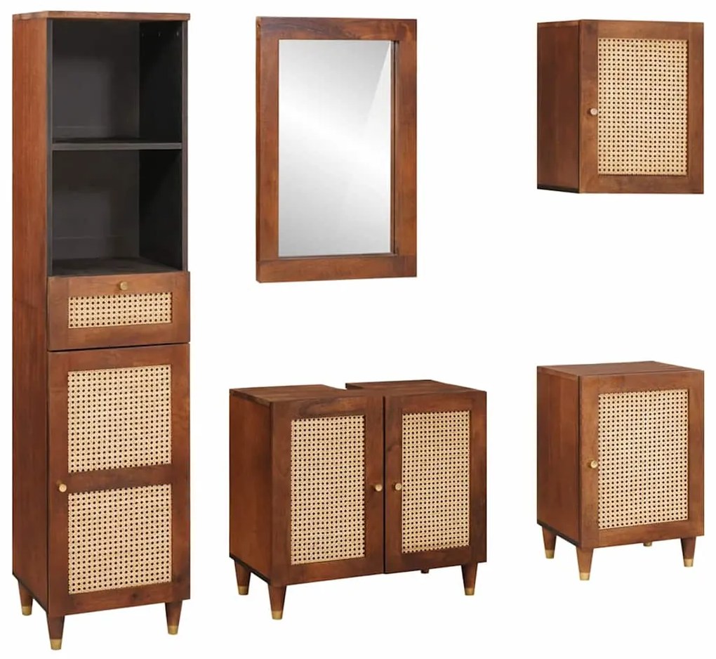 vidaXL Έπιπλα μπάνιου με συρτάρι Επιτοίχιο 5 pcs 38 x 33 x 160 εκ.