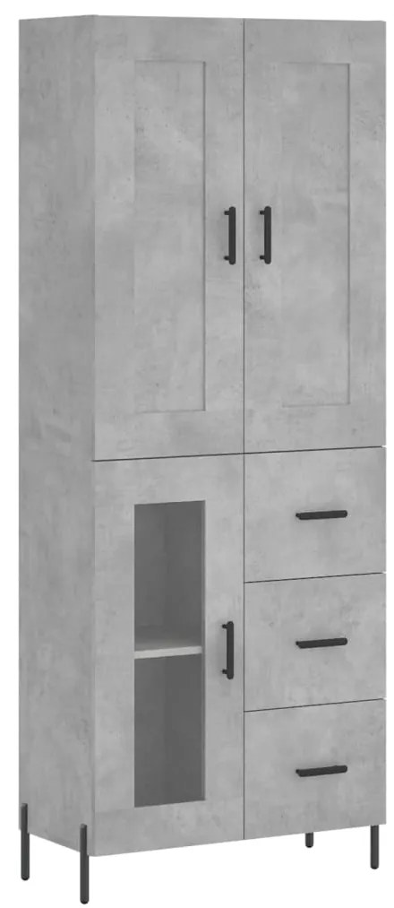 vidaXL Ντουλάπι Γκρι Σκυροδέματος 69,5x34x180 εκ. Επεξεργασμένο Ξύλο