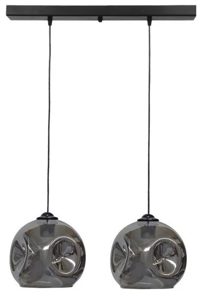 Κρεμαστό Φωτιστικό Οροφής 2xE27 Γυαλί Pop Heronia Lighting-02-0394-Φιμέ/Smoke 02-0394