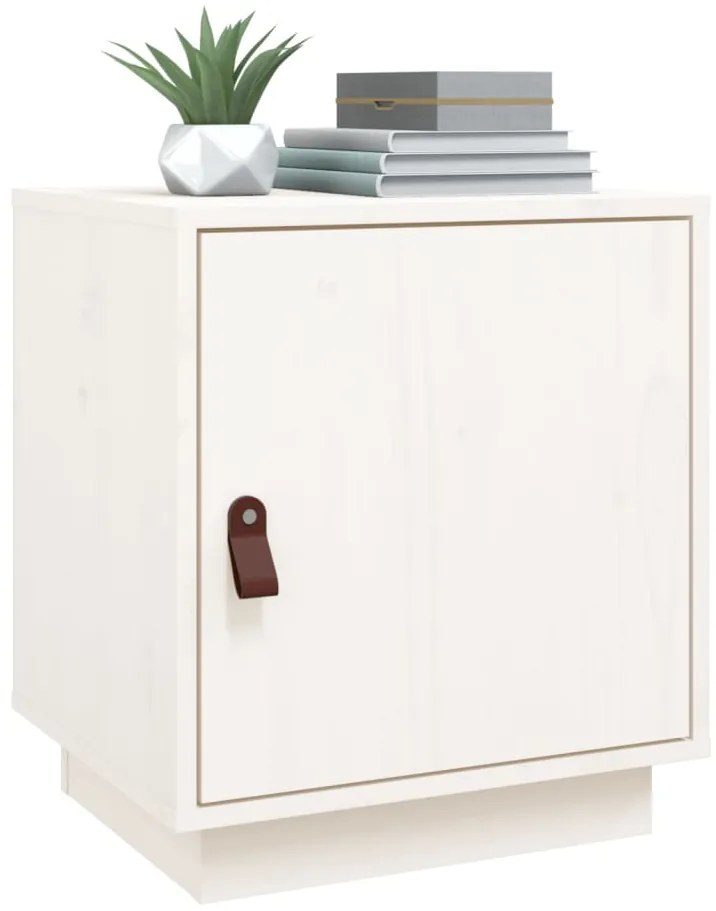 vidaXL Κομοδίνο Λευκό 40 x 34 x 45 εκ. από Μασίφ Ξύλο Πεύκου