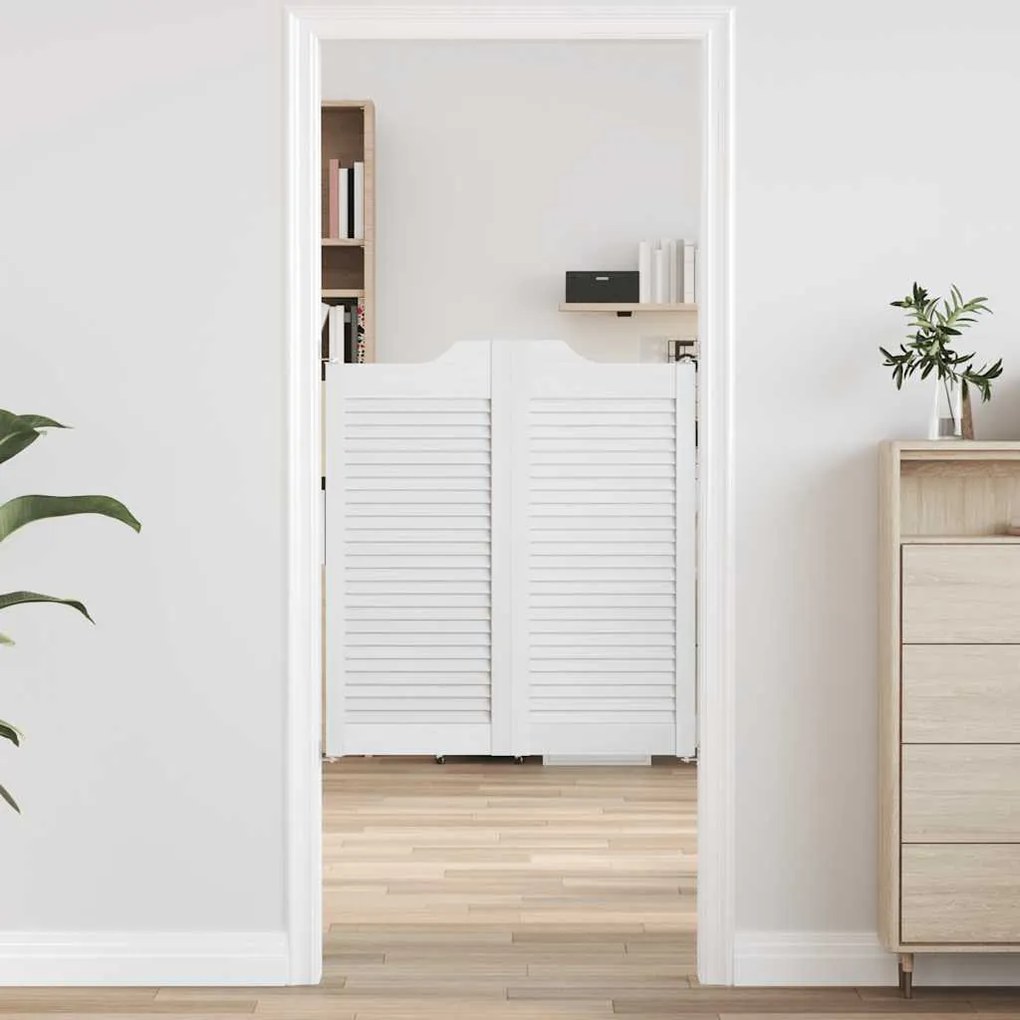 Swing Doors Louvred Design 1 ζεύγος Λευκό 90x80 cm
