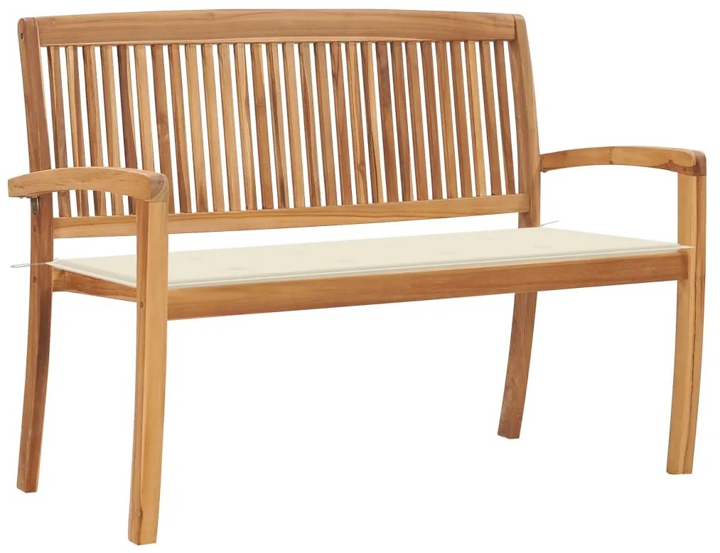 Παγκάκι Κήπου Στοιβαζόμενο 128,5 εκ. Μασίφ Ξύλο Teak & Μαξιλάρι