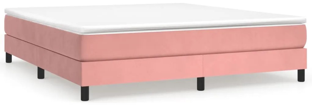 vidaXL Κρεβάτι Boxspring με Στρώμα Ροζ 180x200 εκ. Βελούδινο