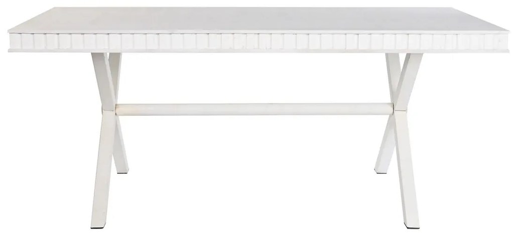 Τραπεζαρία DKD Home Decor Λευκό Μέταλλο Ξύλο από Μάνγκο 180 x 90 x 76 cm