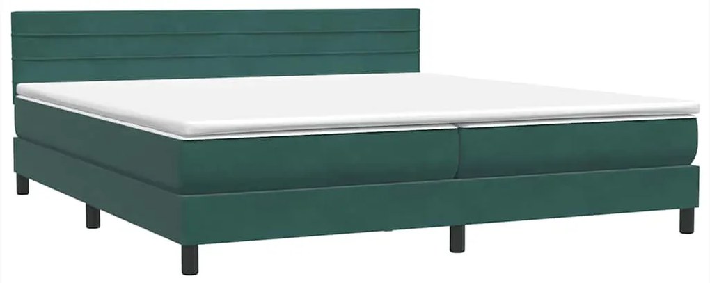 BOX SPRING ΚΡΕΒΑΤΙ ΜΕ ΣΤΡΩΜΑ ΣΚΟΥΡΟ ΠΡΑΣΙΝΟ 180X220CM ΒΕΛΟΥΔΙΝΟ 3316368