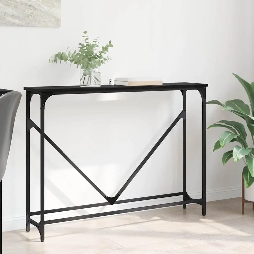 vidaXL Τραπέζι κονσόλας Μαύρη Οξυά 102 x 23 x 75 εκ Επεξεργασμένο ξύλο