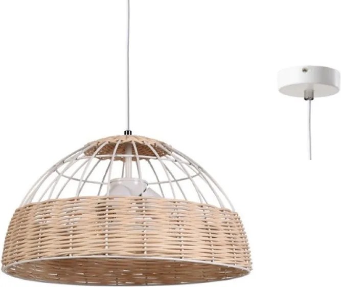 Aca GN20P346WH κρεμαστό φωτιστικό 3xE27 O46 σε λευκό και Rattan χρώμα