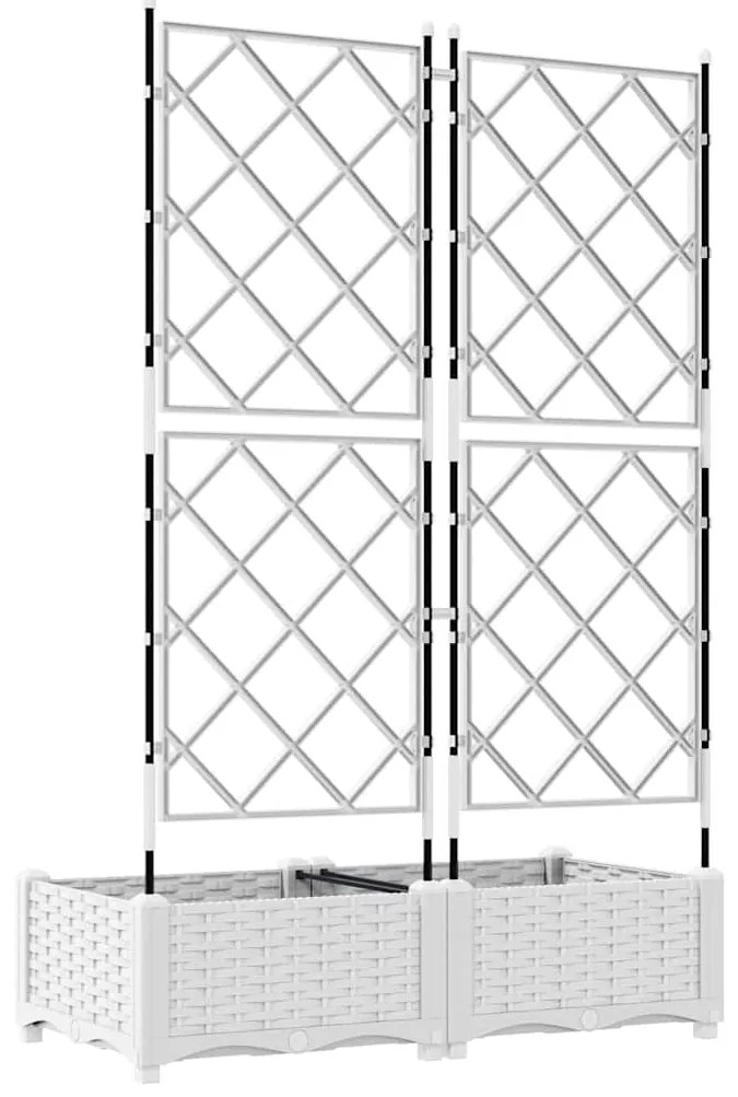 vidaXL Γλάστρα Κήπου με Στήριγμα 2 τεμ Λευκή 80x40x125.5 εκ
