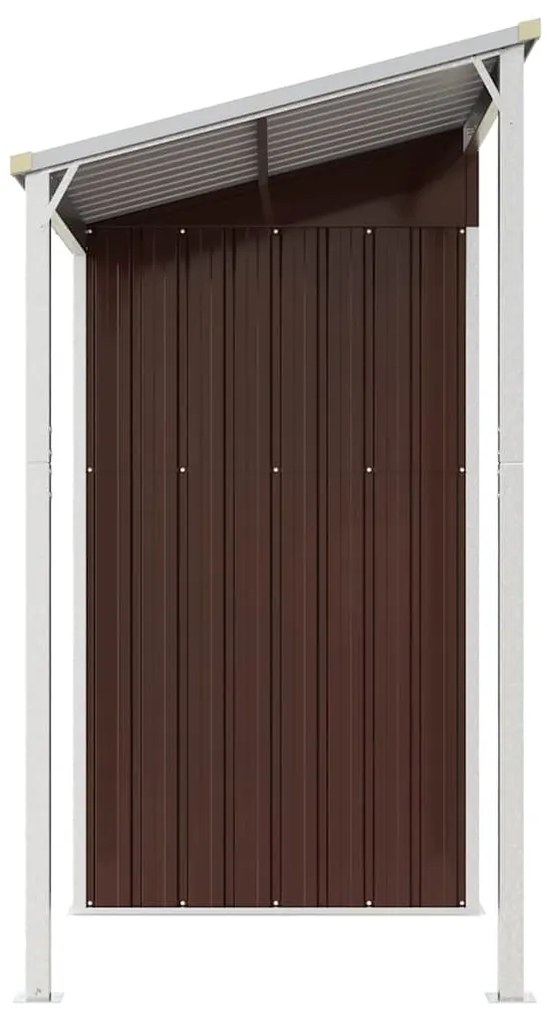 vidaXL Αποθήκη Κήπου Εκτεταμένη Οροφή Καφέ 277x107x181 εκ. Ατσάλι