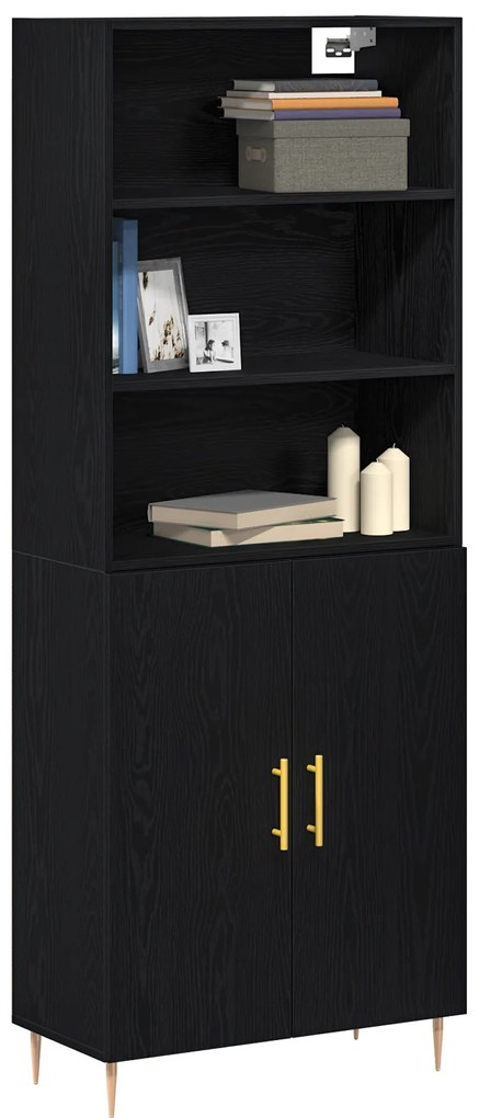 vidaXL Highboard Μαύρης Βελανιδιάς 69.5x34x180 εκ. Μοριοσανίδα