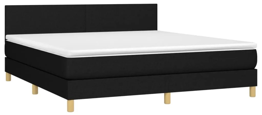 ΚΡΕΒΑΤΙ BOXSPRING ΜΕ ΣΤΡΩΜΑ &amp; LED ΜΑΥΡΟ 180X200 ΕΚ. ΥΦΑΣΜΑΤΙΝΟ 3133575