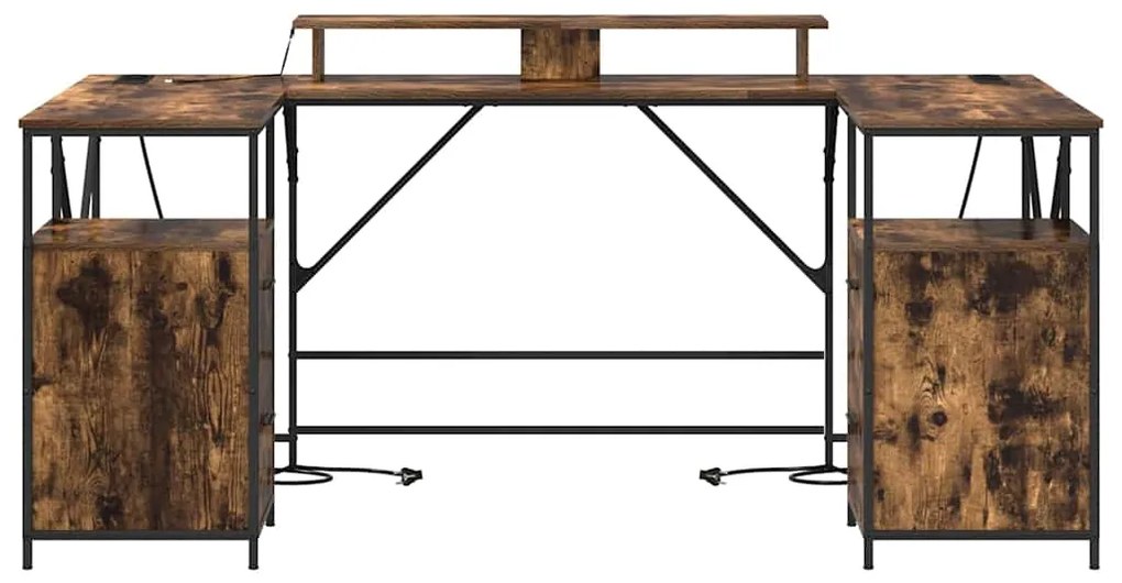 vidaXL Γραφείο Καπνιστό Δρύς 182 x 101 x 87,5 εκ Επεξεργασμένο ξύλο