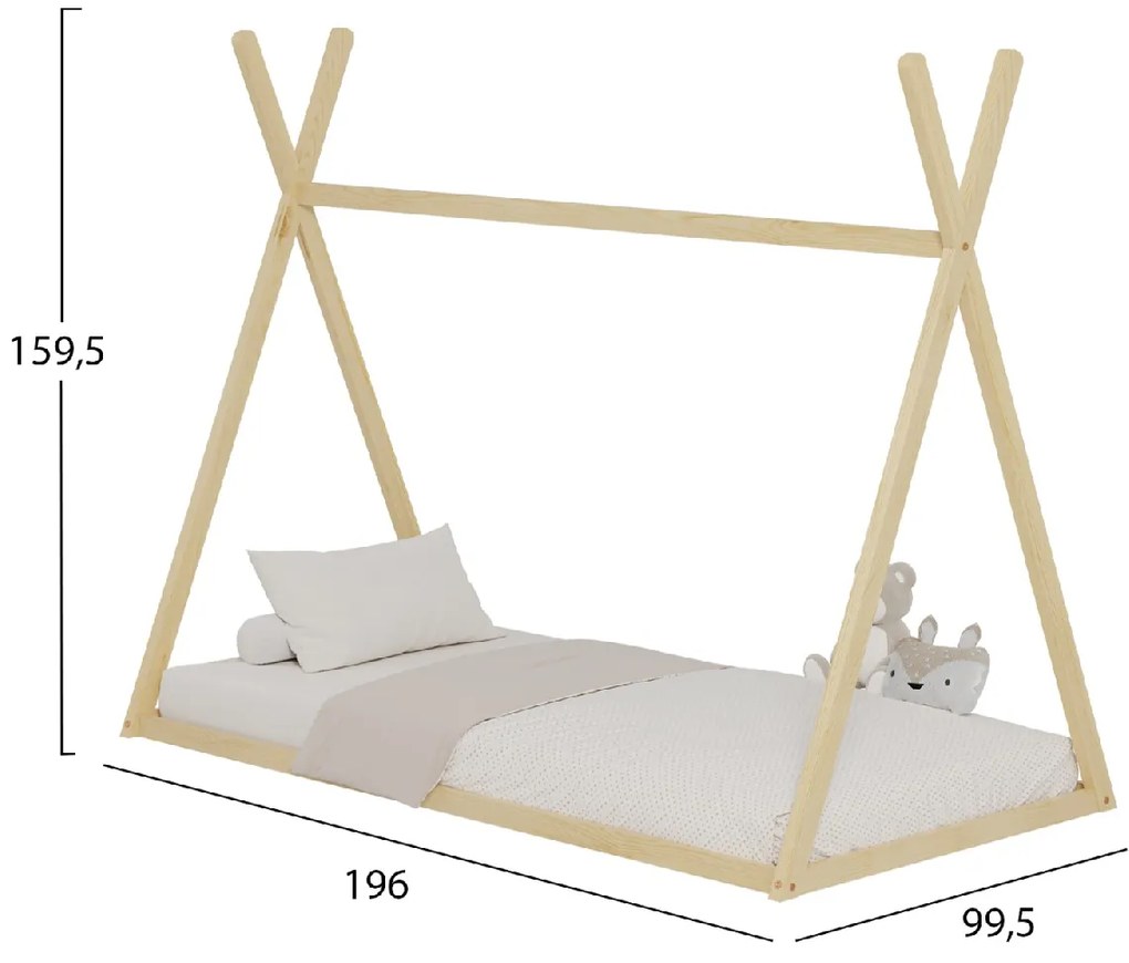 ΚΡΕΒΑΤΙ ΠΑΙΔΙΚΟ MUNK HM681.01 τ.MONTESSORI ΜΑΣΙΦ ΞΥΛΟ ΠΕΥΚΟΥ ΦΥΣΙΚΟ- 190x90εκ