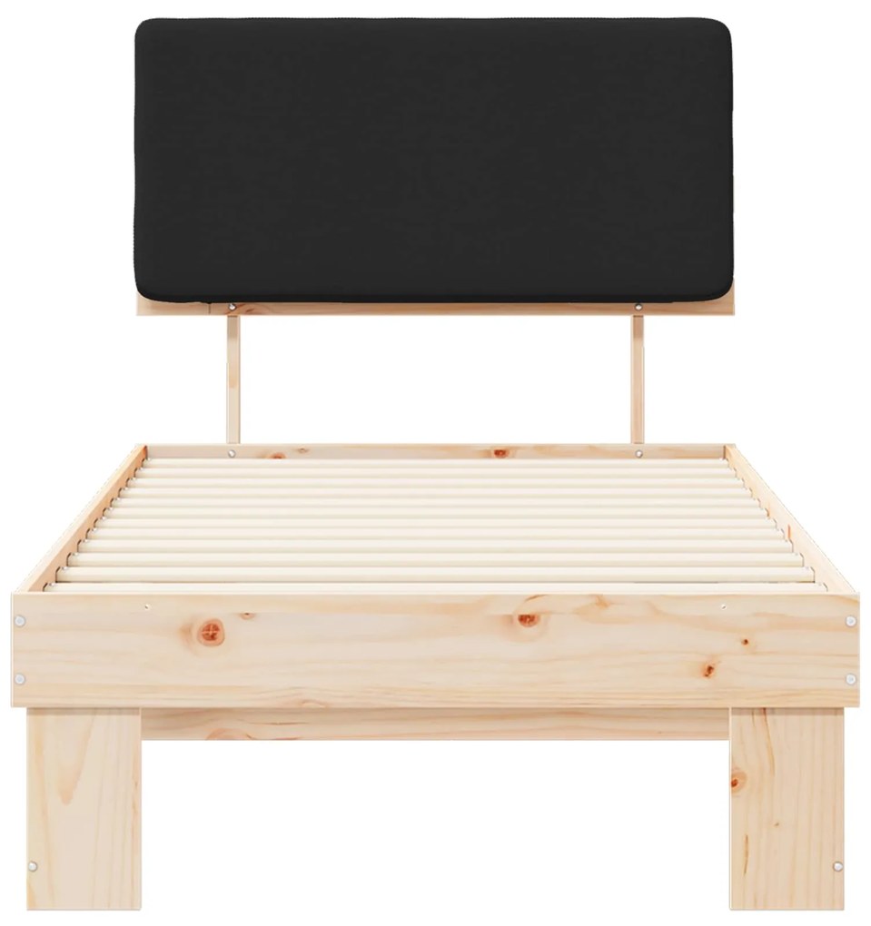 vidaXL Σκελετός Κρεβατιού με Επενδεδυμένο Κεφαλάρι Μαύρο 90 x 200 cm