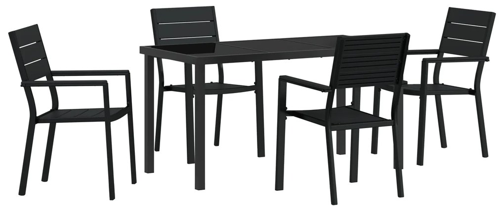 vidaXL Σετ Κήπου 5 Τεμαχίων Μαύρο HDPE