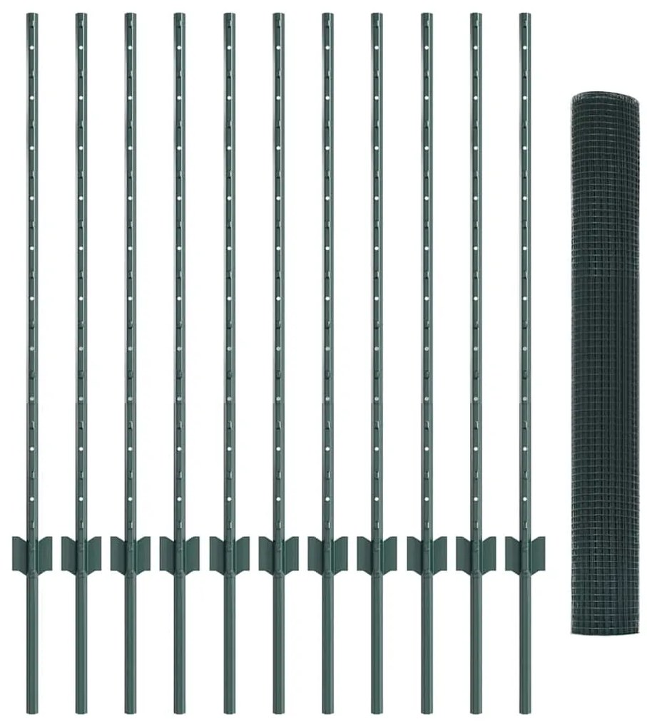 vidaXL Τεντώτο με στήριγμα Πράσινο 1 x 25 m Ατσάλι