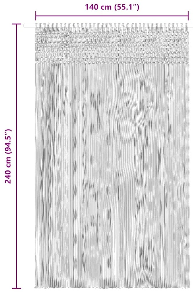 vidaXL Κουρτίνα Μακραμέ 140 x 240 εκ. Βαμβακερή