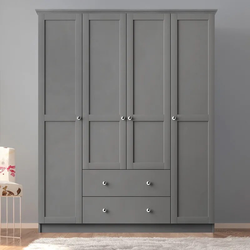 Ντουλάπα ρούχων Emily Megapap τετράφυλλη χρώμα anthracite 140x50x210εκ. - GP055-0005,2