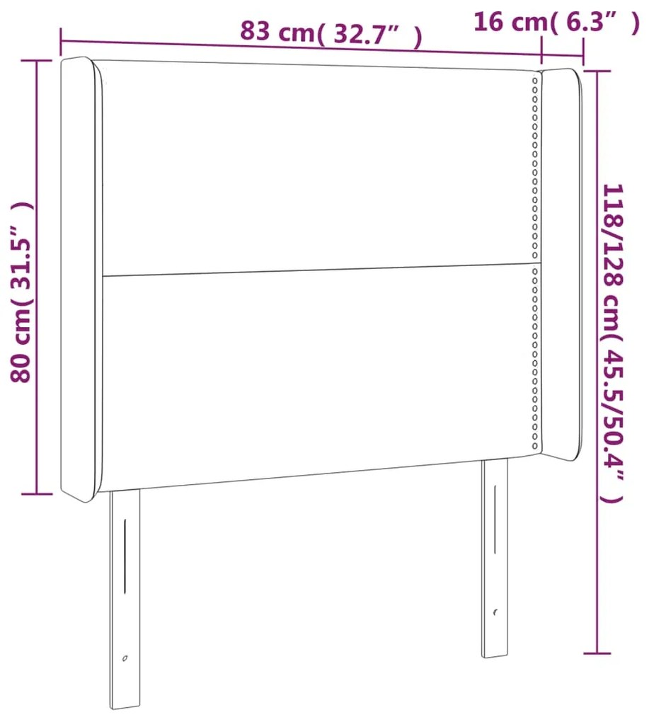 vidaXL Κεφαλάρι Κρεβατιού LED Κρεμ 83x16x118/128εκ. Υφασμάτινο