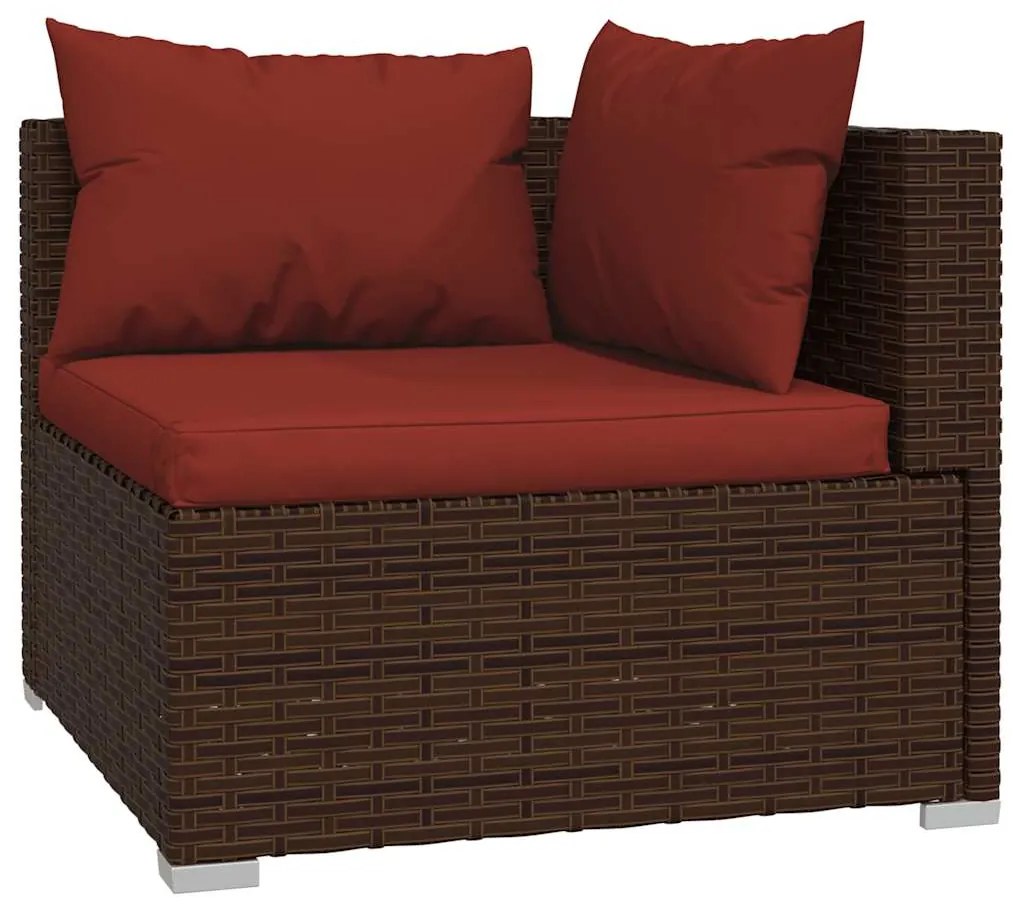 vidaXL Σαλόνι Κήπου 5 Τεμαχίων Καφέ από Συνθετικό Ρατάν με Μαξιλάρια