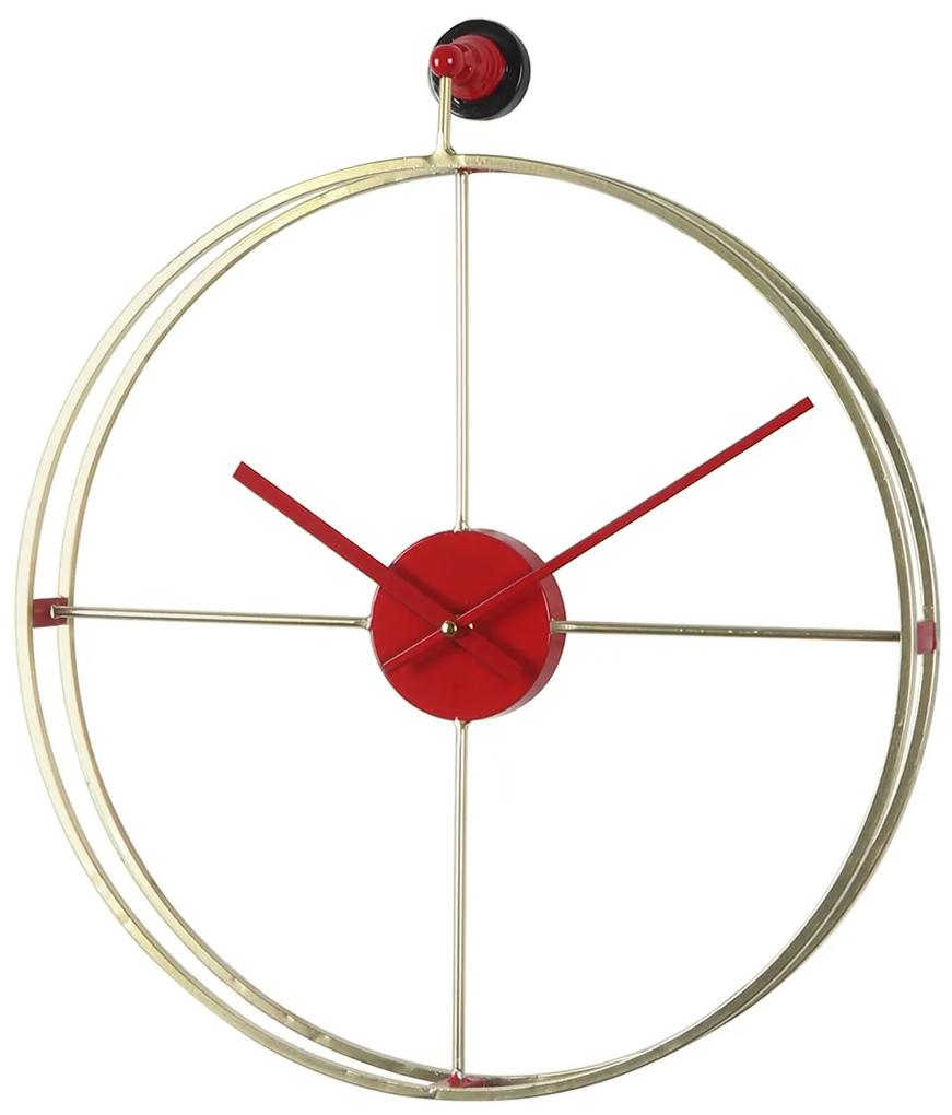 Ρολόι Τοίχου ArteLibre Χρυσό/Κόκκινο Μέταλλο 45.5x53x5.5cm