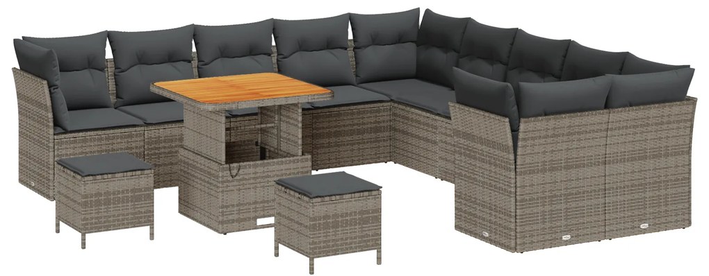vidaXL Σετ Καναπέ Κήπου με μαξιλάρι 13 pcs Γκρι 80 x 80 x 71 cm
