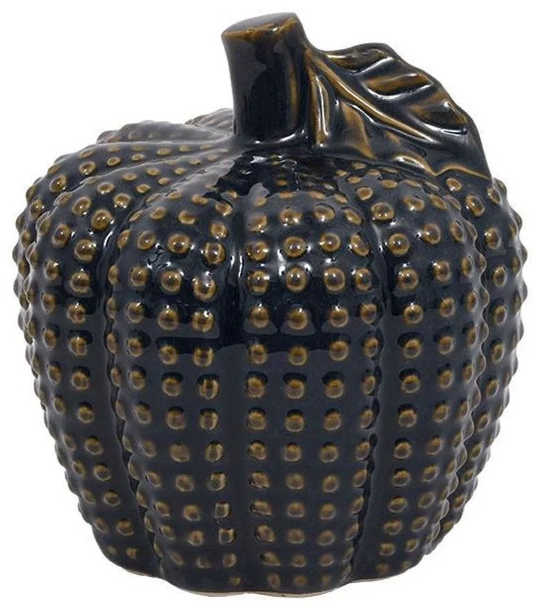 Διακοσμητικό Μήλο 023-223-091 14x14x15cm Blue Black-Gold Κεραμικό