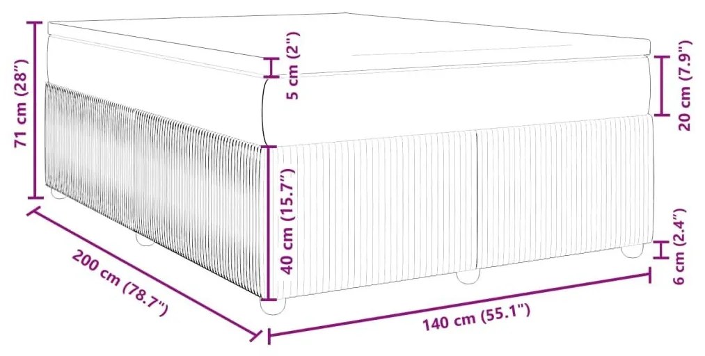 Κρεβάτι Boxspring με Στρώμα Σκούρο Μπλε 140x200 εκ. Βελούδινο - Μπλε