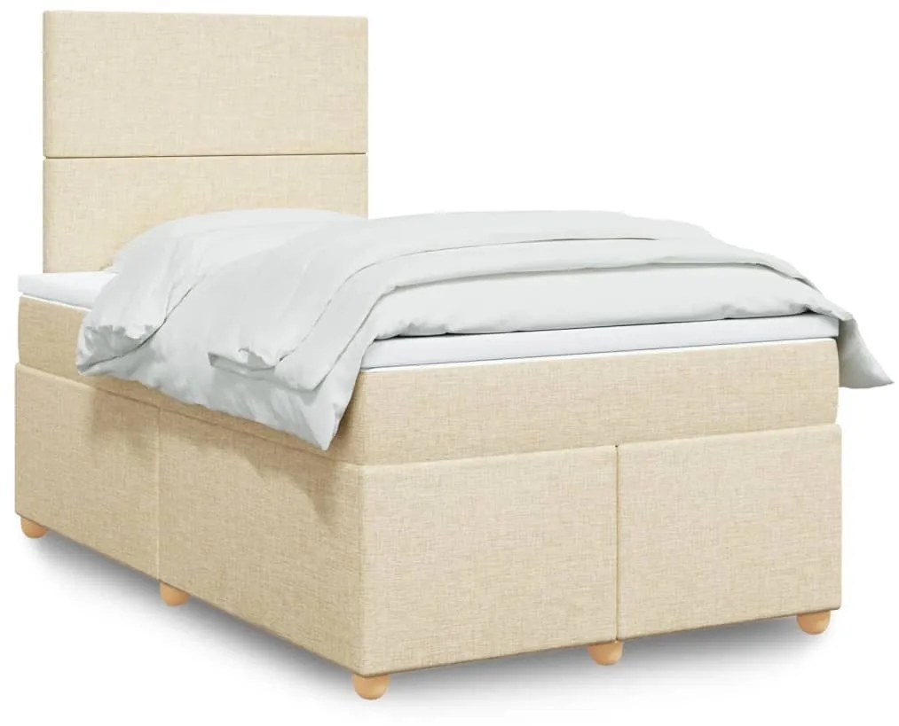 ΚΡΕΒΑΤΙ BOXSPRING ΜΕ ΣΤΡΩΜΑ ΚΡΕΜ 120X190 ΕΚ. ΥΦΑΣΜΑΤΙΝΟ 3293517