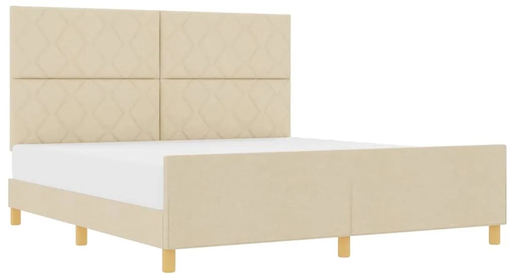 vidaXL Σκελετός Κρεβατιού με κεφαλάρι Κρεμ 180 x 200 cm ύφασμα