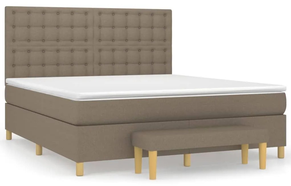 Κρεβάτι Boxspring με Στρώμα Taupe 160x200 εκ. Υφασμάτινο - Μπεζ-Γκρι