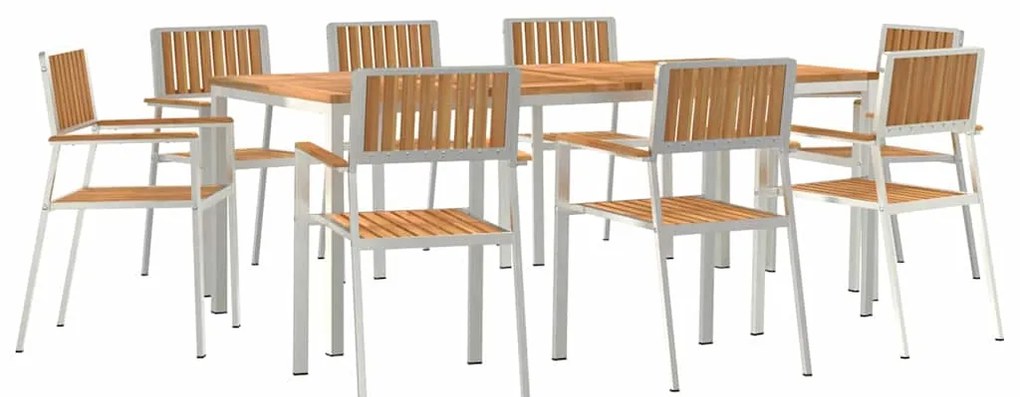 vidaXL Σέτ φαγητού για κήπο 9 pcs Καφέ Μασίφ ξύλο teak