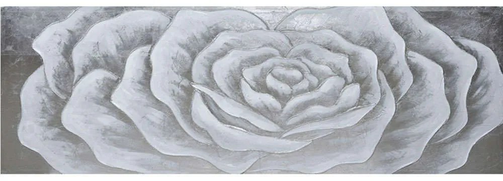 Πίνακας Καμβάς Τριαντάφυλλο 15-00-23522 150x50cm White-Silver Marhome Οριζόντιοι Καμβάς