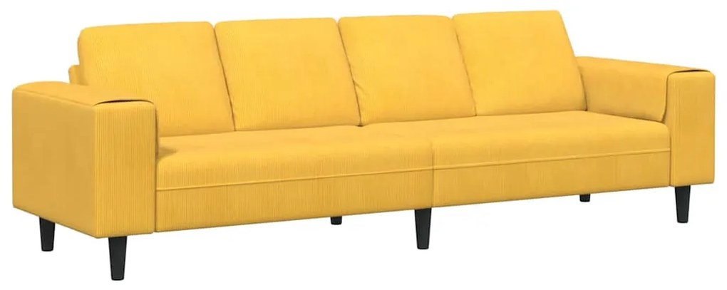 vidaXL Καναπές Απαλό Κίτρινο 250 x 77 x 76 εκ. Υφασμάτινο Κορντουρά