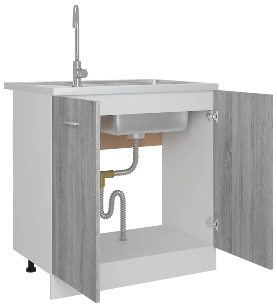 vidaXL Ντουλάπι Νιπτήρα "Lyon" Γκρι Sonoma 80x46x81,5 εκ. από Τεχνητό Ξύλο