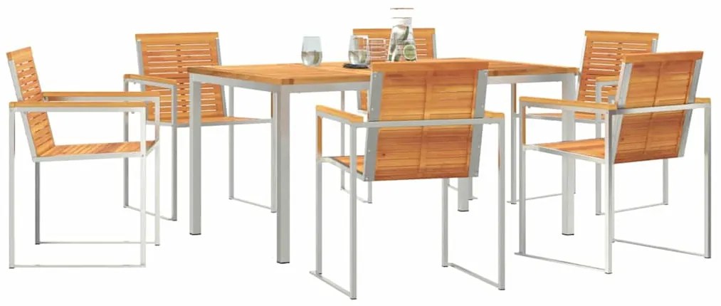 vidaXL Σέτ φαγητού για κήπο 7 pcs Σταθερό Ξύλο Ακακίας